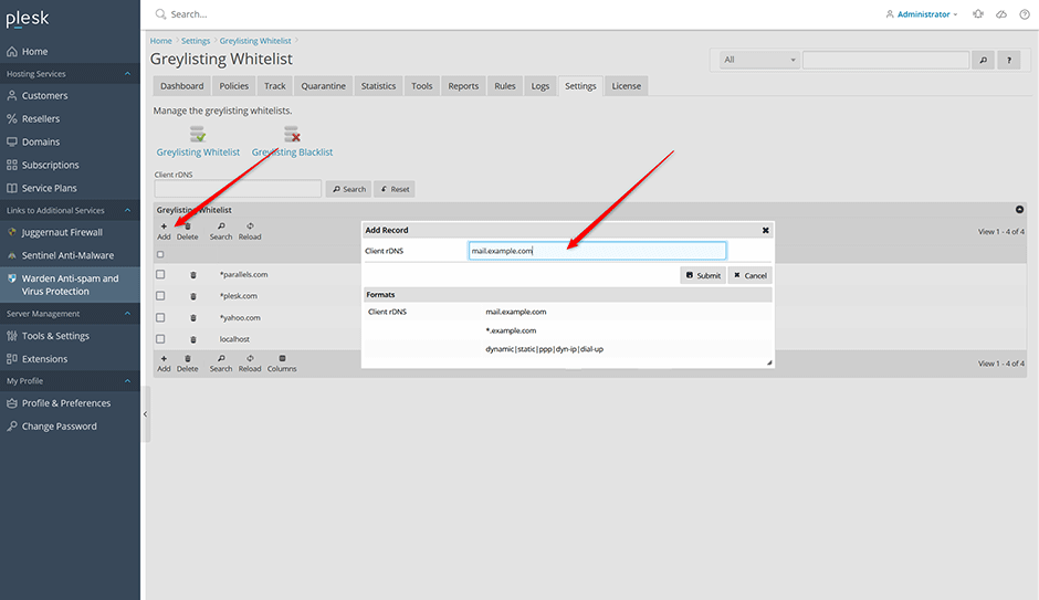 Greylisting Whitelist