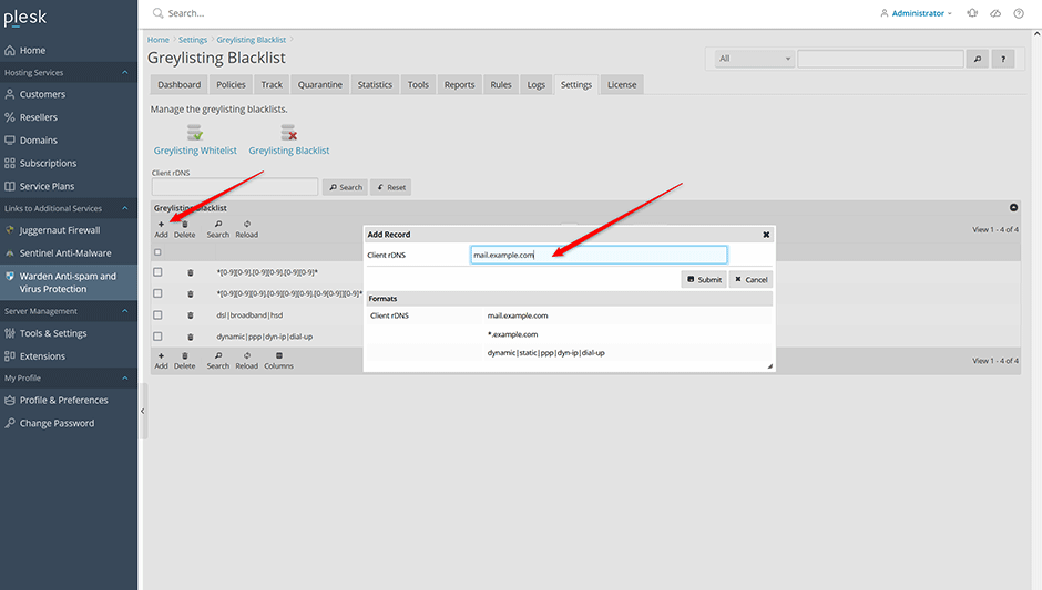 Greylisting Blacklist