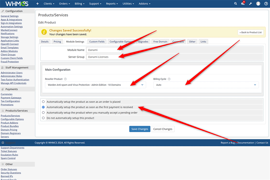 Product Module Settings