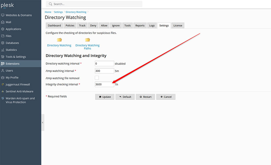 Integrity checking interval