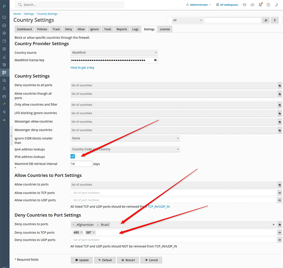 Deny Countries to Specific Ports