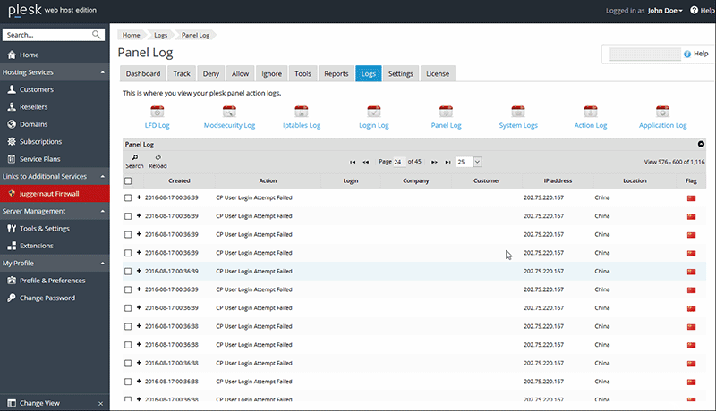 Panel Log - Click to view