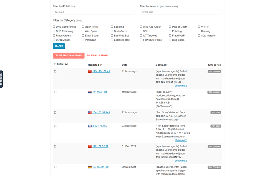 AbuseIPDB Reporting