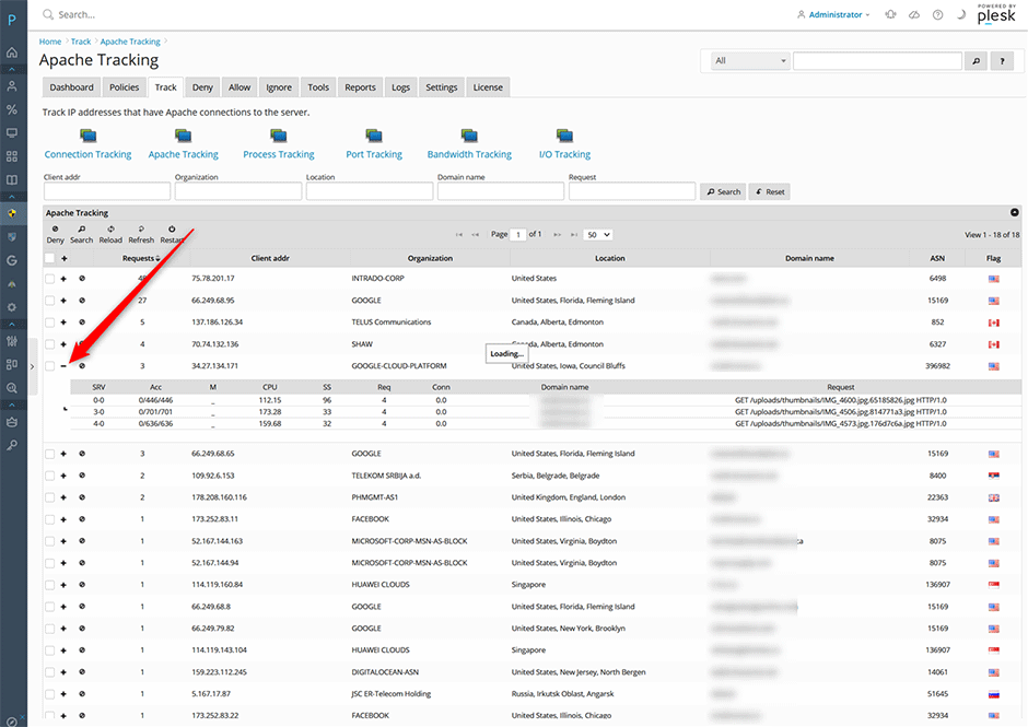 Apache tracking